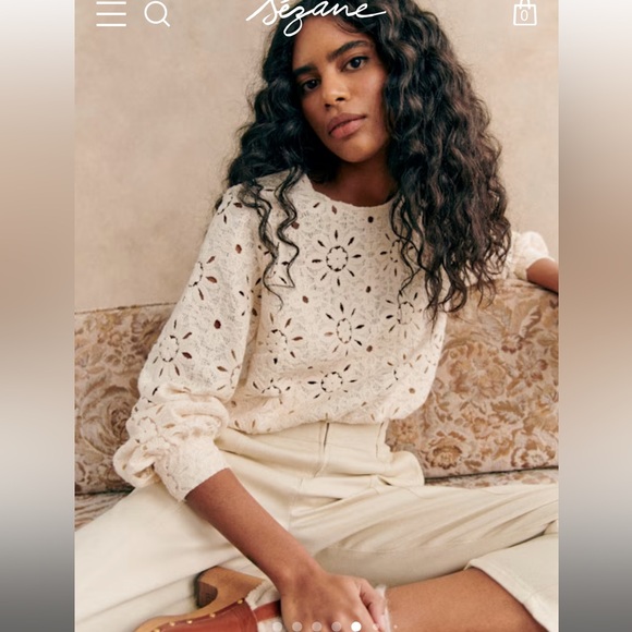 Sezane Tops - NWOT Sezane Jesse Blouse in Ecru Sun Guipere Size 4